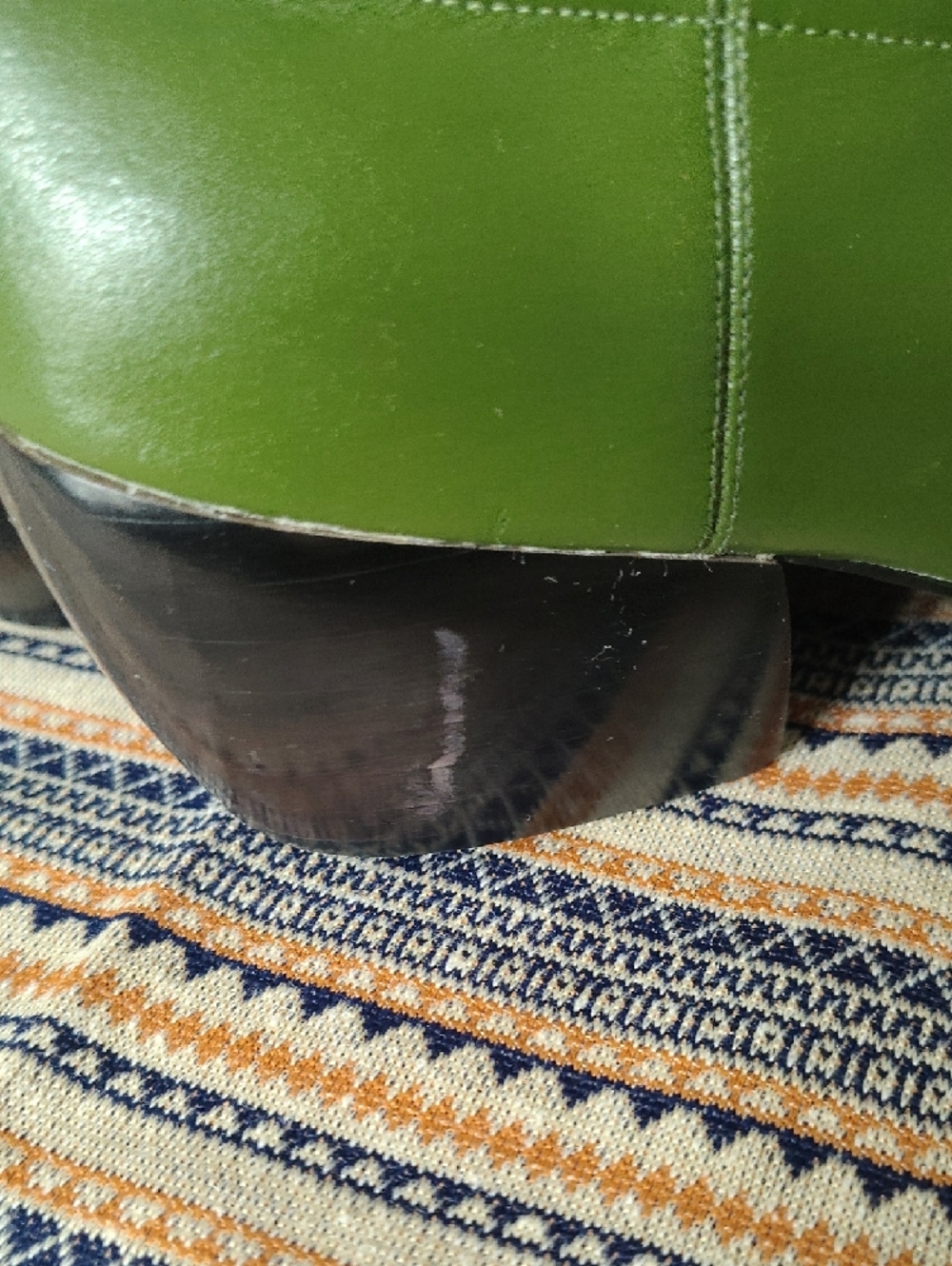 Y2K Newport News Olive Green Western Cowboy Boots Contrast Stitch Mid Calf 7.5 - Picture 7 of 11